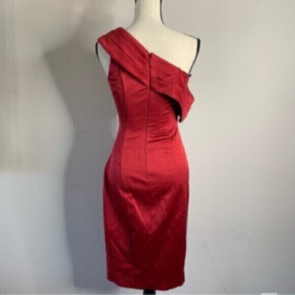 Lavish Alice Burgundy Off The Shoulder Pleated Side Cocktail Dress - Picture 11 of 15